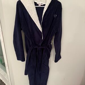 Victoria's Secret Midnight Blue Robe with Sherpa hoodie